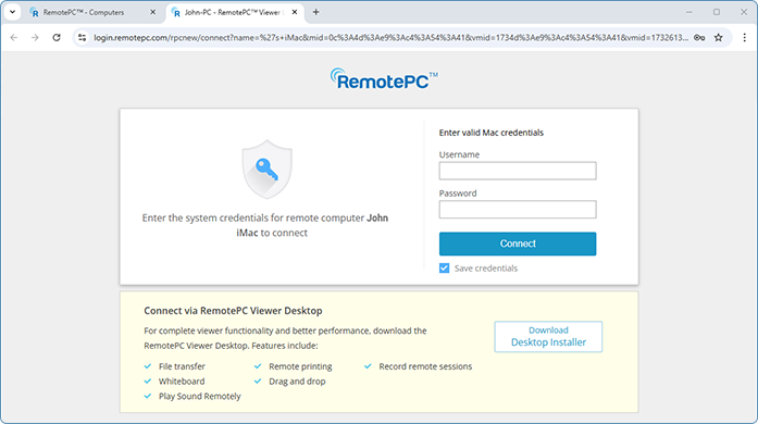 RemotePC™ Viewer Lite - remote desktop access via Web